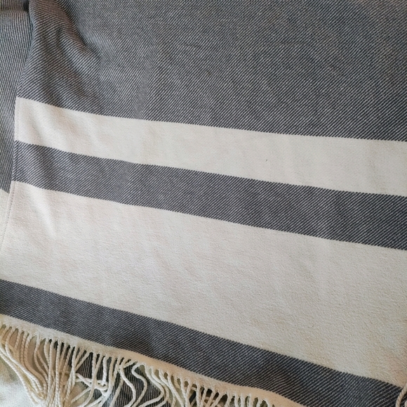 Sundance Wool Blend Fringed Poncho Open Knit Striped Cape One Size Bohemian - Picture 8 of 11